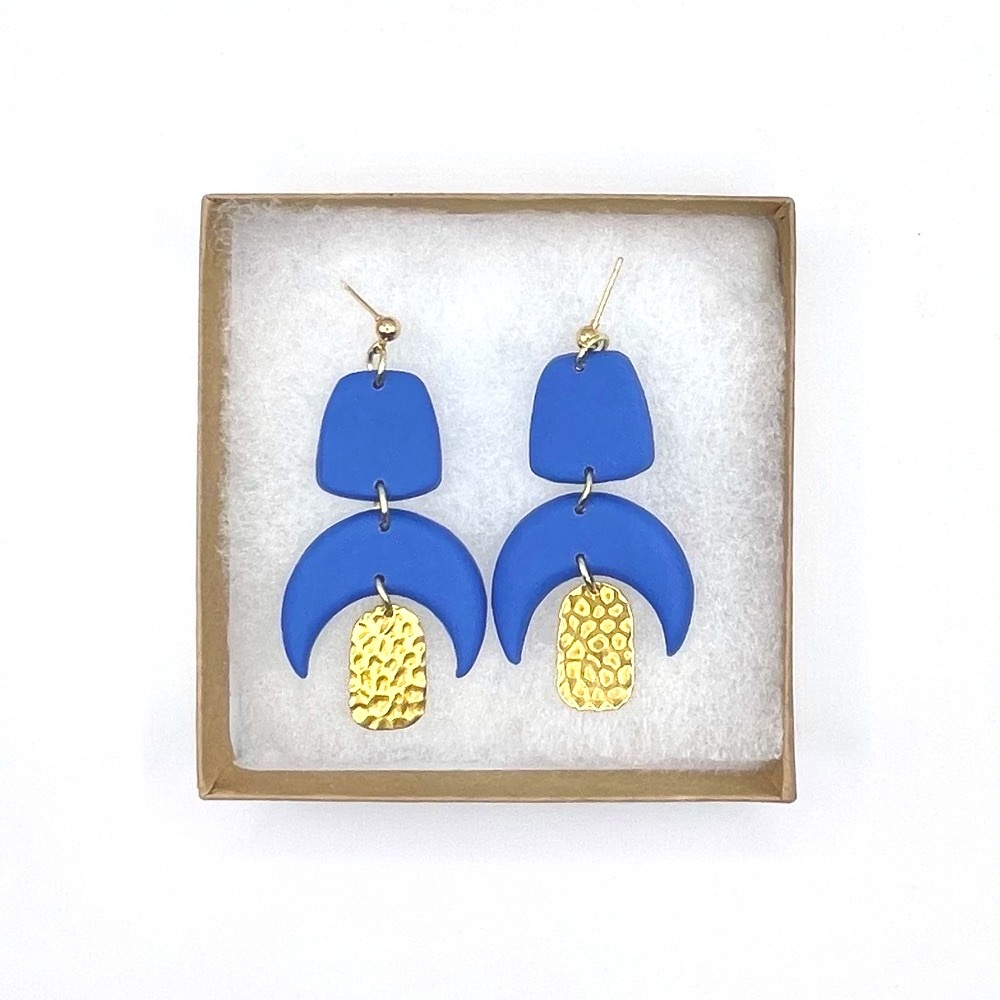 Blue & Gold Polymer Clay Earrings